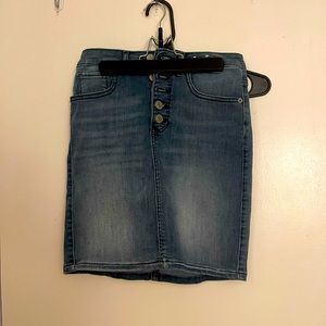 High waisted express jean skirt